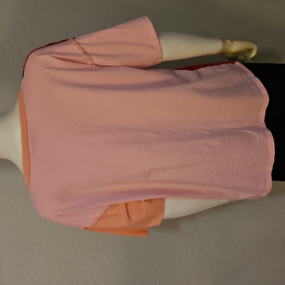 BIBI Patchwork Colorblock Striped Half Button Sho… - image 5